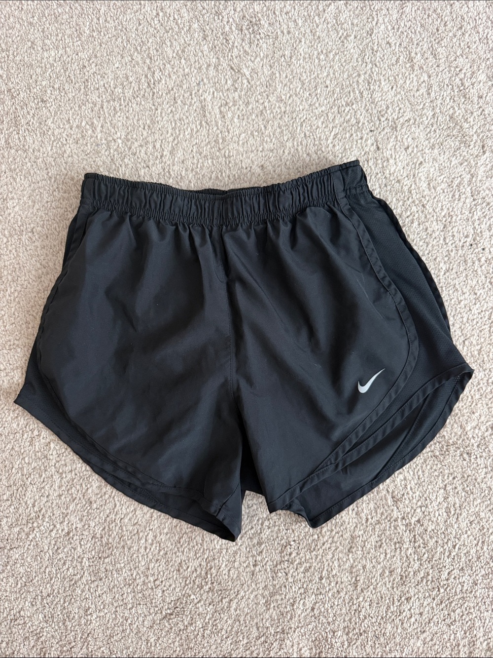 Nike Black Women's Athletic Running Shorts with Silver Swoosh